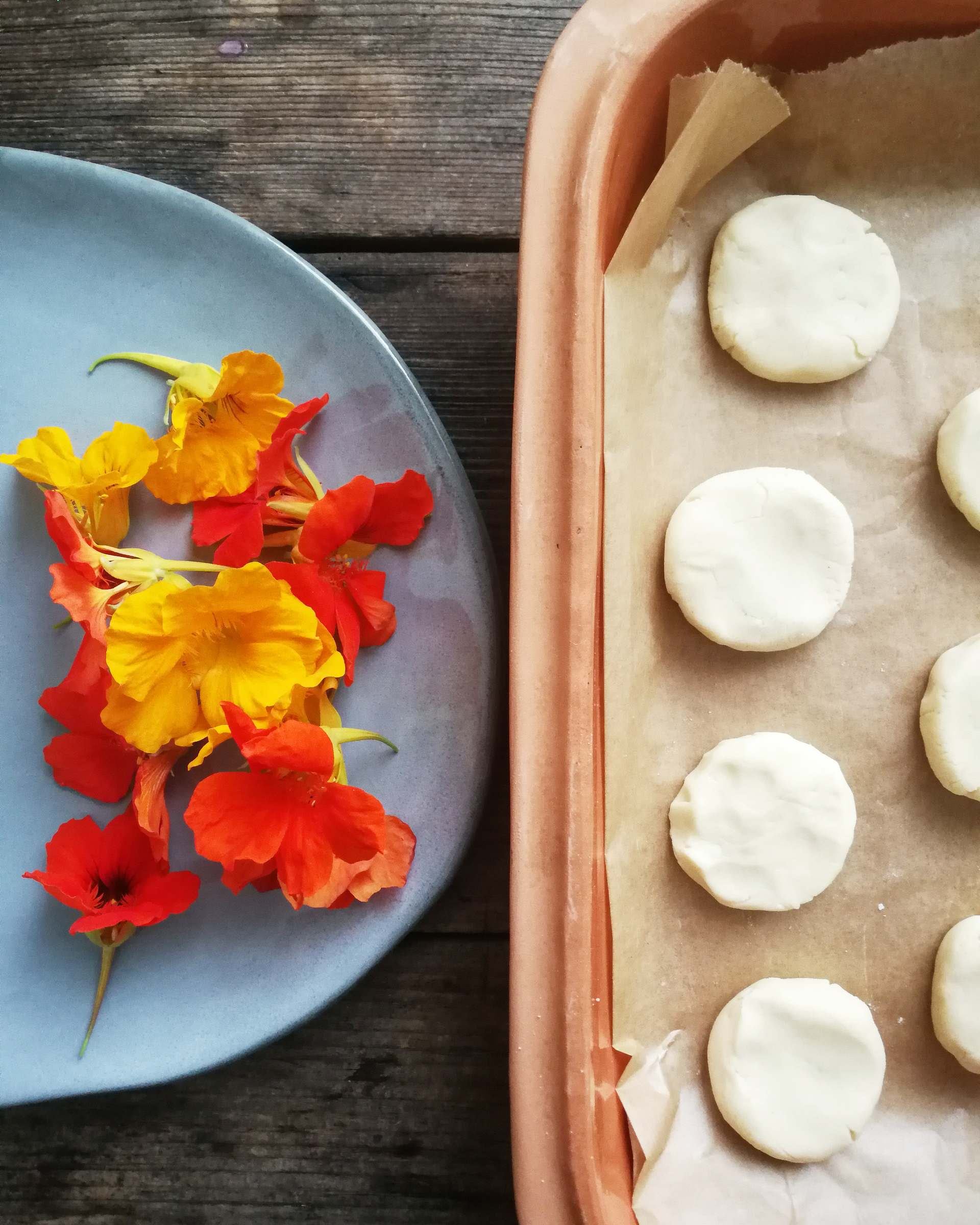 homemade edible flower biscuits