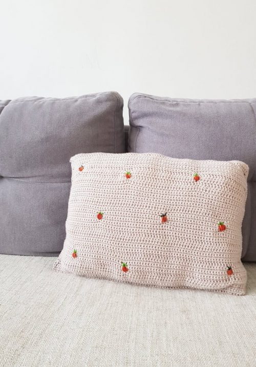 pumpkin crochet pillow