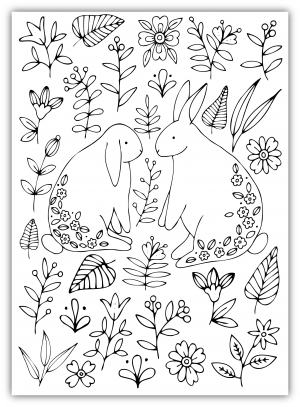 easter bunnies coloring page preview